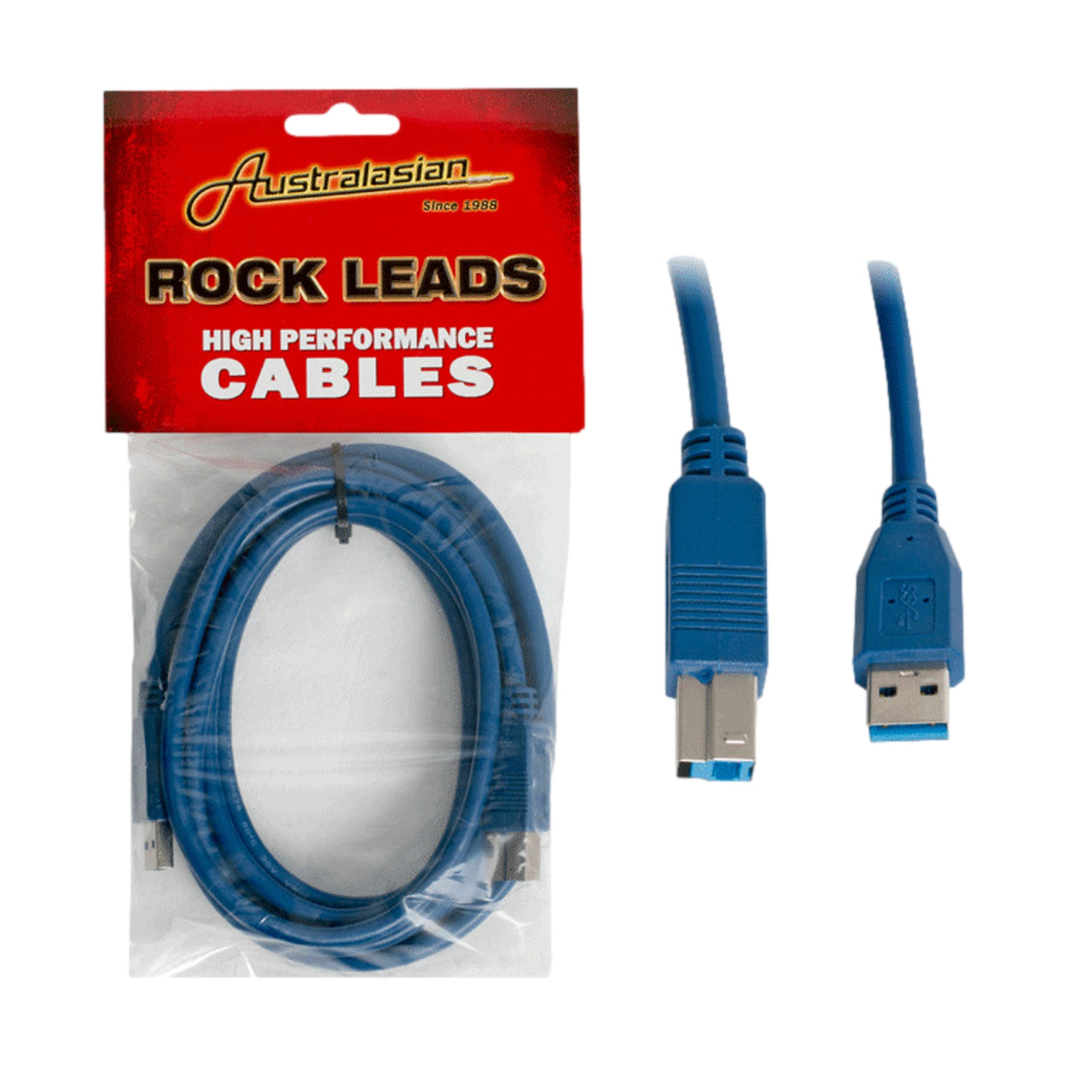 Australasian USB 3.0 Type A to USB Type B 10ft Cable