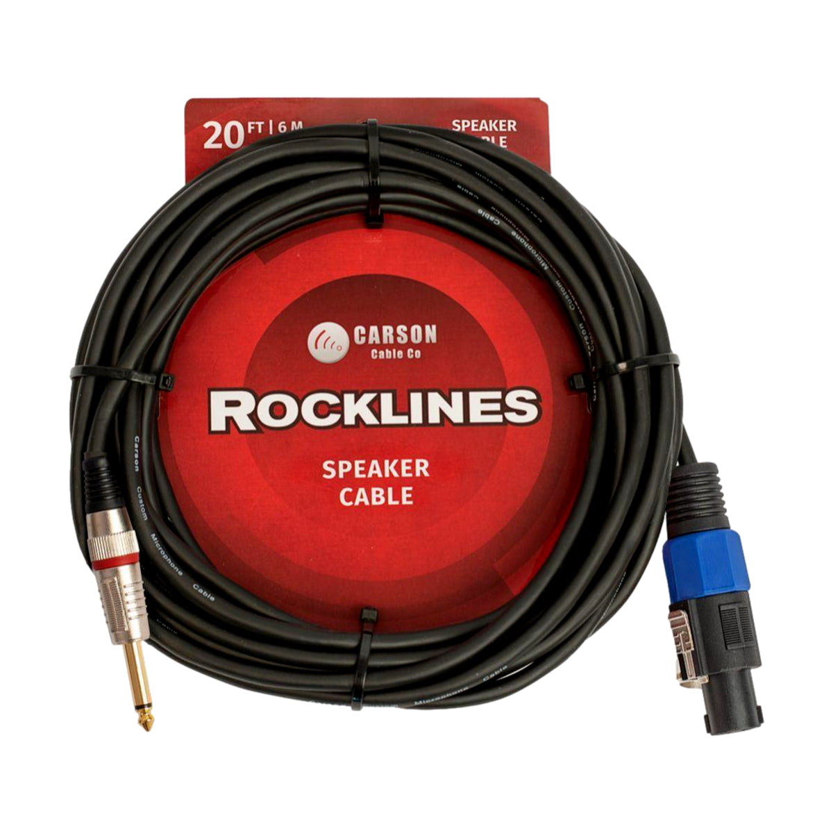 Carson Rocklines RSN20J 20 FT Speaker Cable Speakon M to Straight Jack