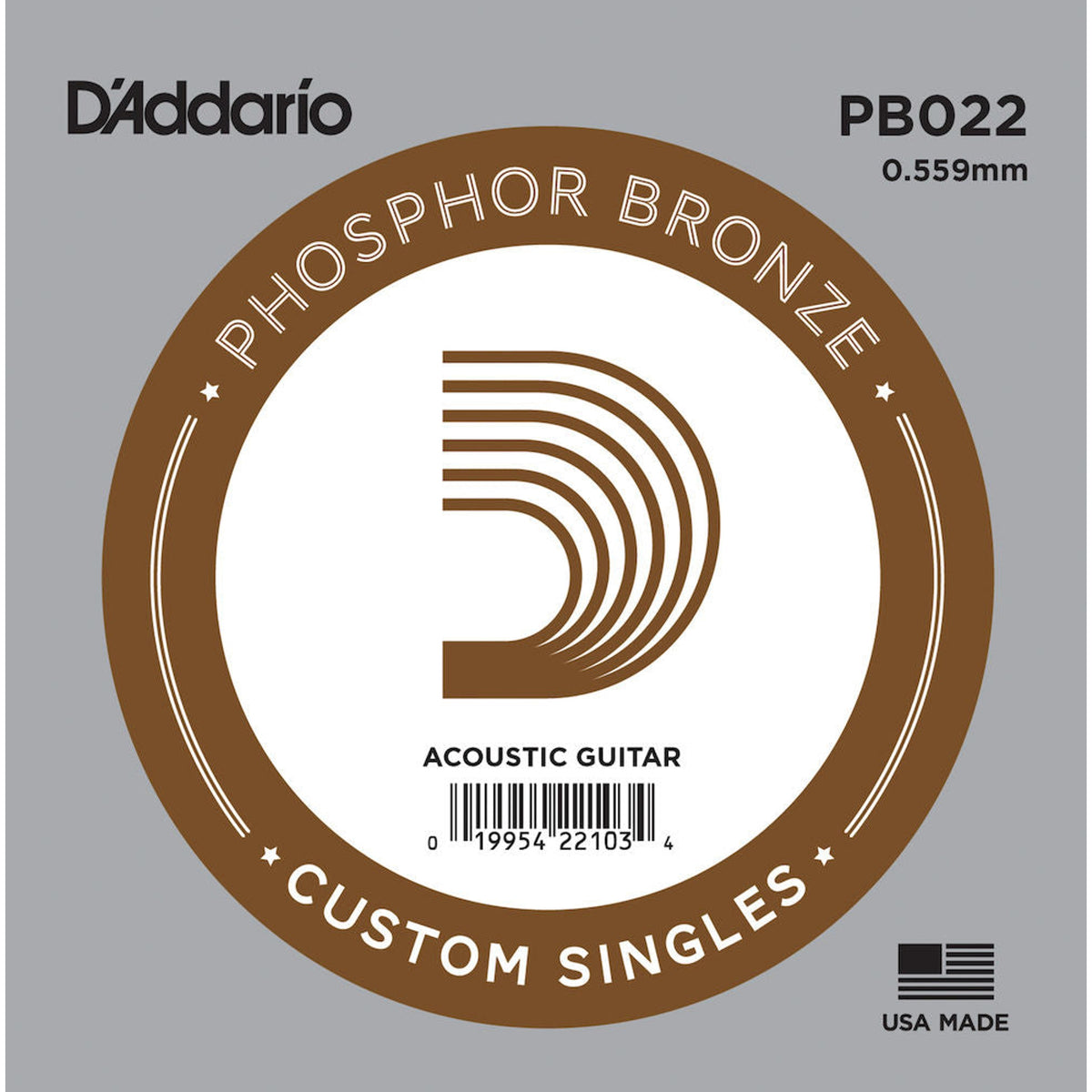 D&#39;Addario Phosphor Bronze Wound Acoustic Guitar Single String 0.022