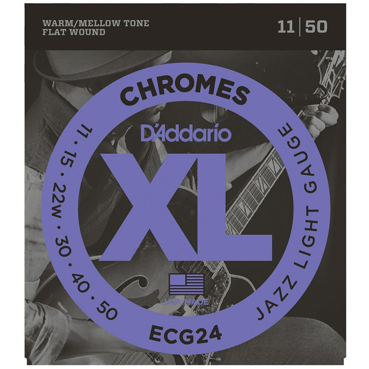 D&#39;Addario XL Chromes Flatwound Electric Strings Jazz Light 11-50