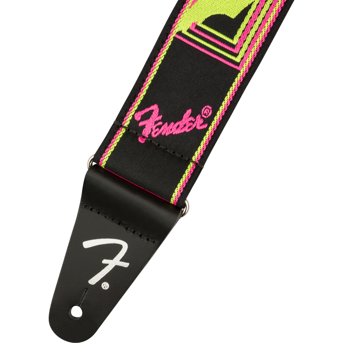 Fender Neon Monogrammed Strap Pink and Yellow 2in
