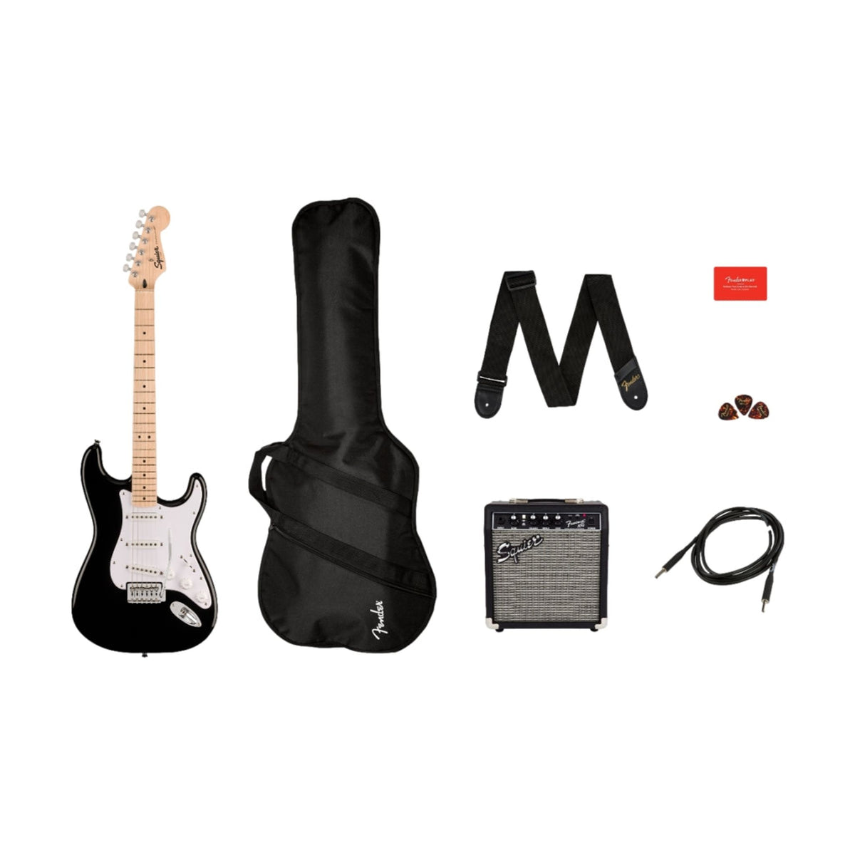 Squier Sonic Electric Guitar Black Stratocaster Pack