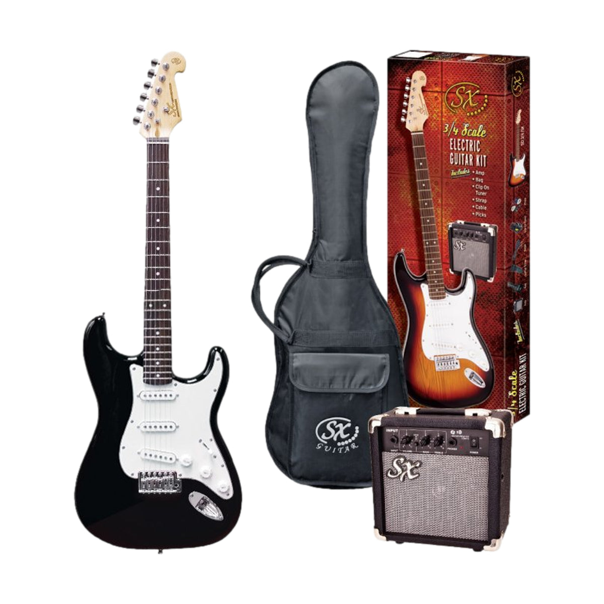 SX 3/4 Size Electric Guitar Kit Black