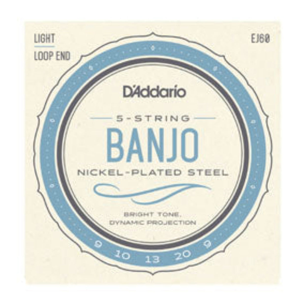 EJ60, one D&#39;Addario&#39;s best selling 5-string banjo sets, offers light playing tension for comfortable playing feel and brilliant tone.
