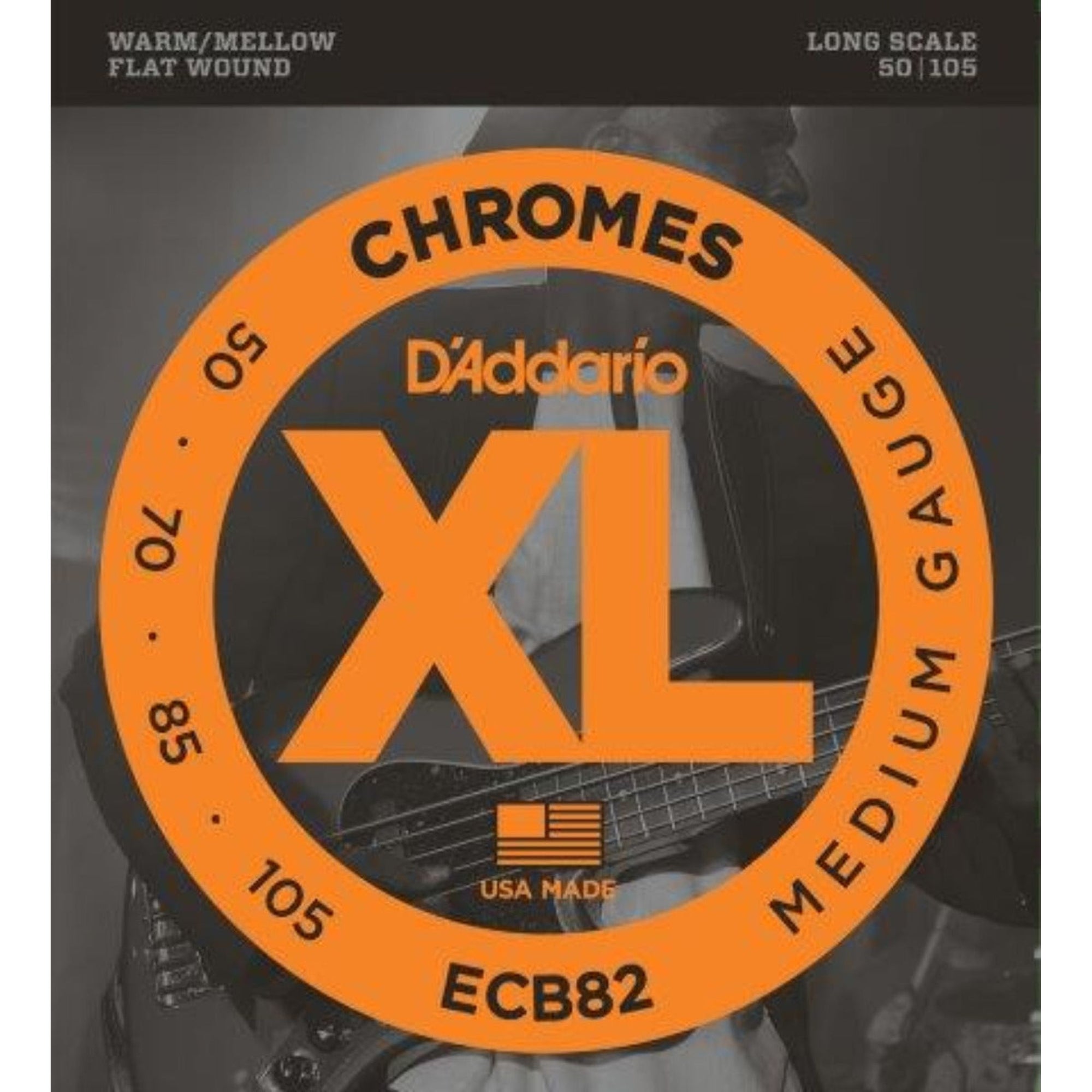 ECB82, D'Addario's heaviest Flatwound bass strings, are known for their warm, mellow tone and smooth polished feel. 