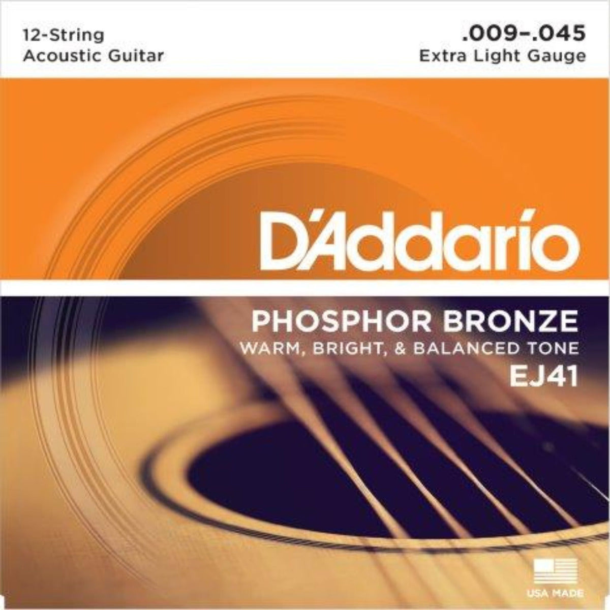 EJ41, D&#39;Addario&#39;s lightest gauge 12-string acoustic guitar set provides easy playability while retaining adequate tone and projection for most playing situations. 