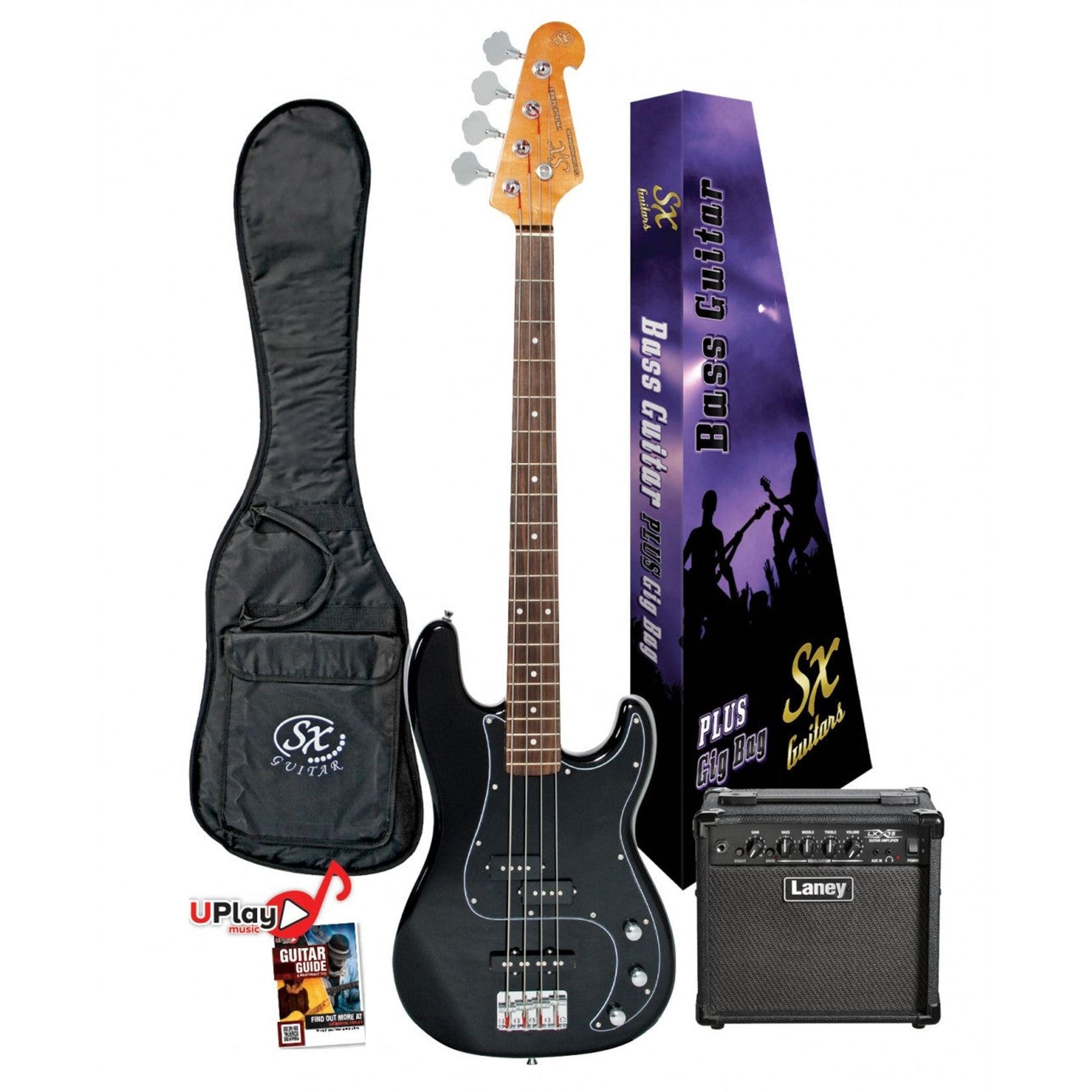 The SX Bass Guitar Pack represents exceptional value for money, build quality, playability and tone. The entire range of SX guitars are perfect for beginners and experienced players looking for a bargain or budget workhorse.