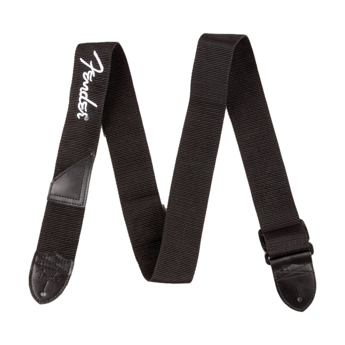 Fender 2 Black Poly Strap w/ White Fender Logo