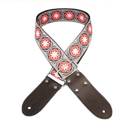 DSL 2 Inch Guitar Strap Jacquard Webbing Flower Red