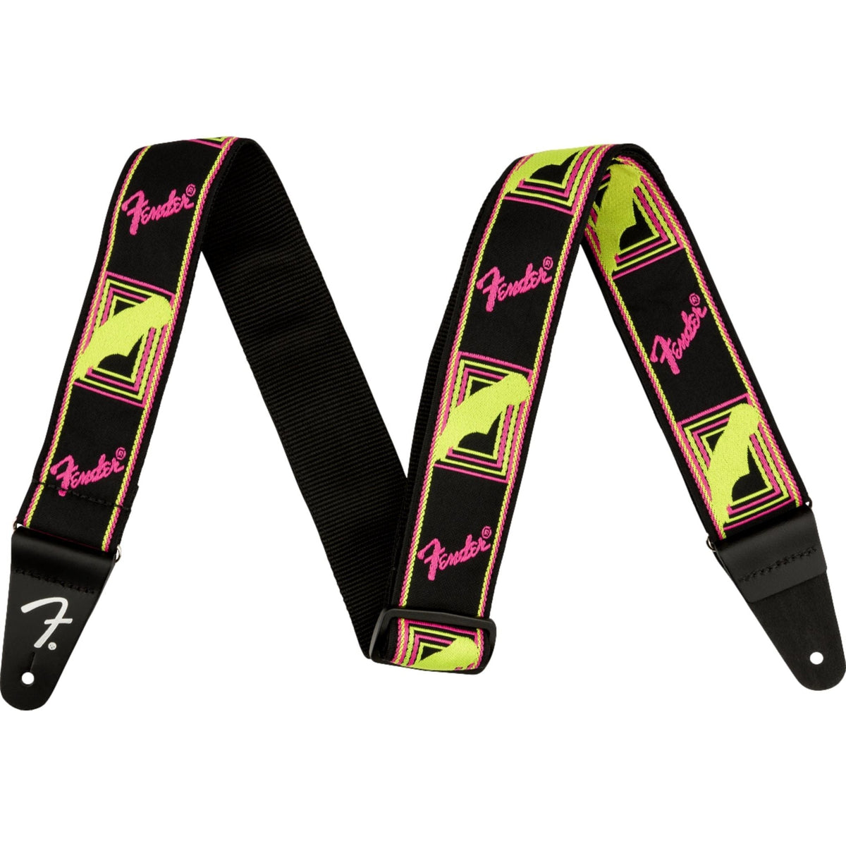 Fender Neon Monogrammed Strap Pink and Yellow 2in