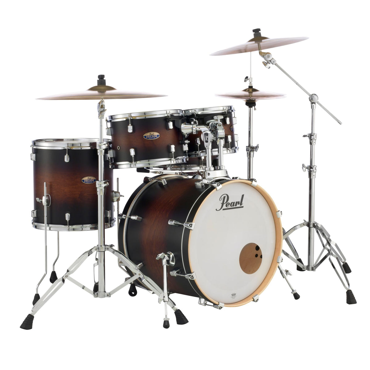 Pearl Decade Maple 22 Inch Fusion Plus 5pc Drum Kit with Hardware Satin Brown Burst