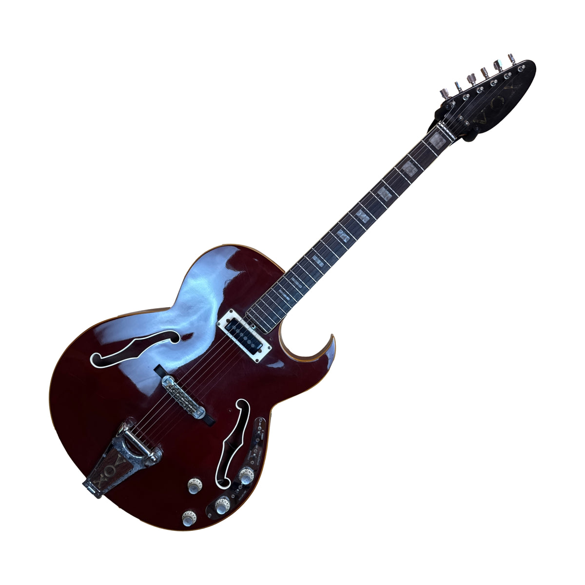 Used VOX Apollo Cherry Red Hollowbody Electric Guitar with Hard Case