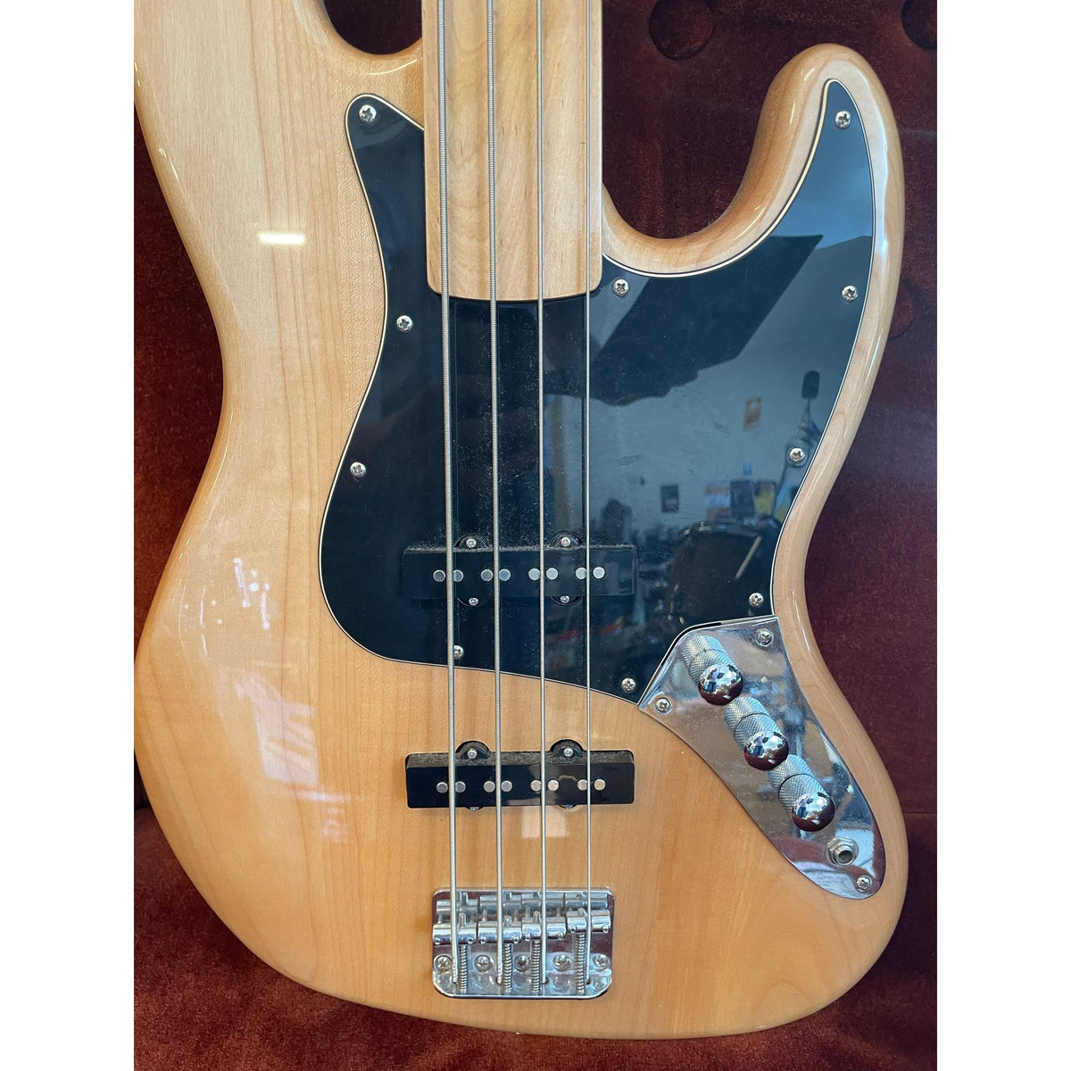 Used Squier Jazz Bass with Warmoth Neck Natural with Gig Bag