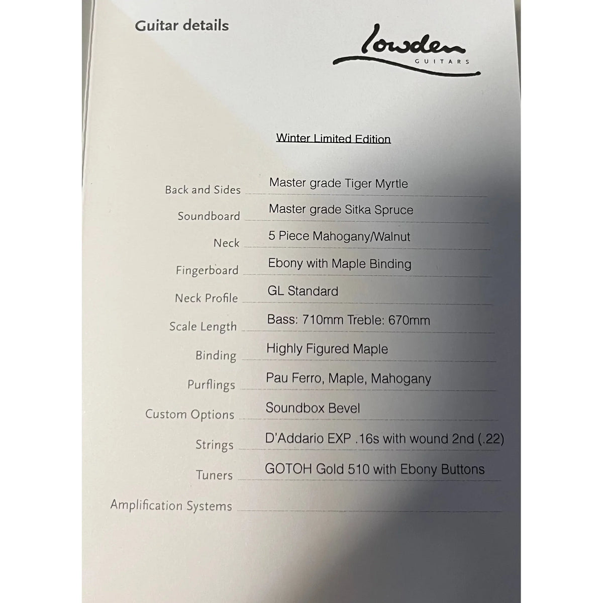 Used Lowden Baritone Acoustic Guitar 2018 Ltd Edition Fan Fret with Calton Case