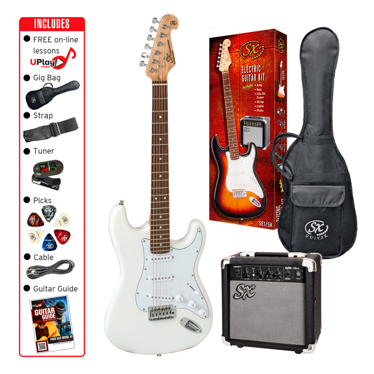 SX Electric Guitar Kit SE1SK 4/4 Size White
