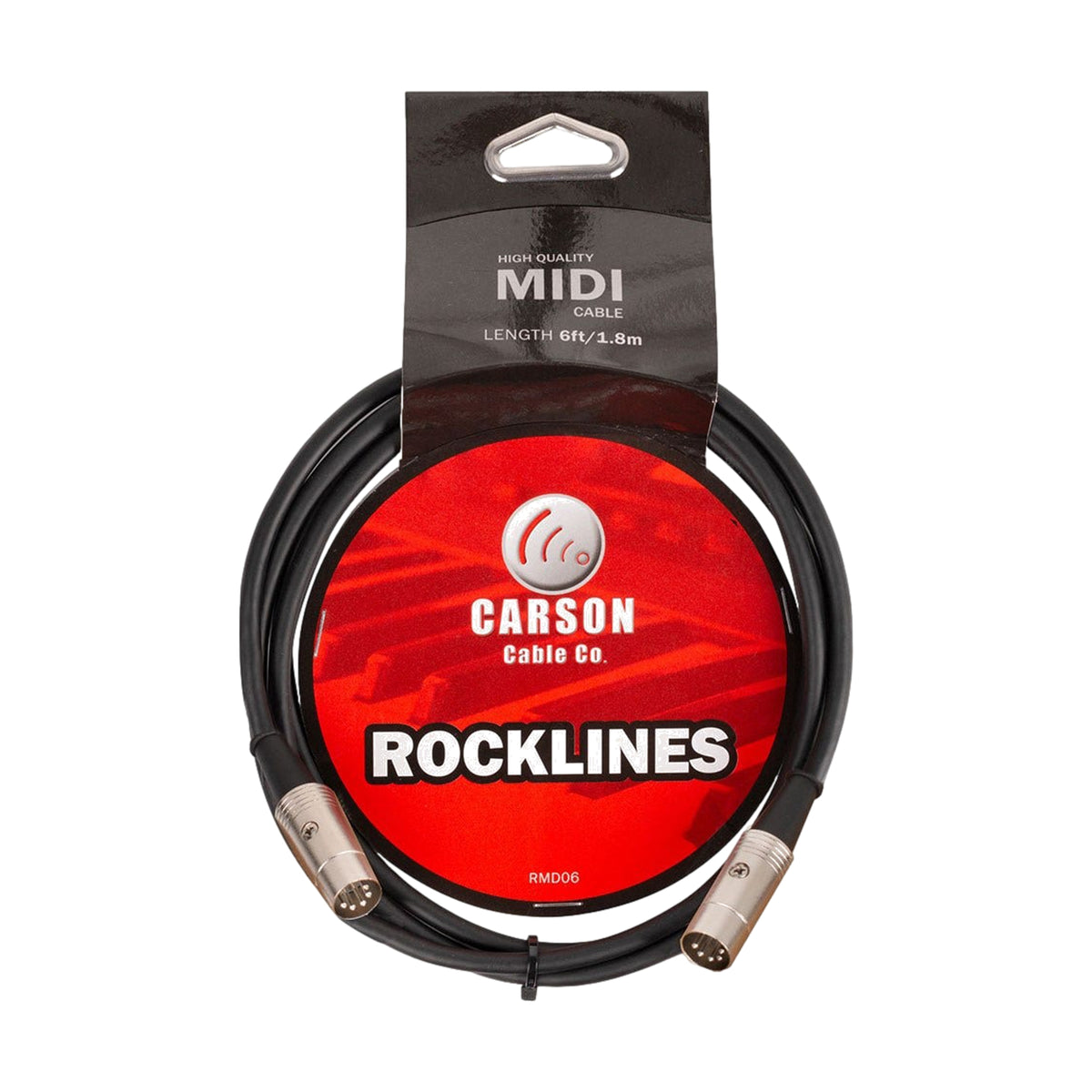 Carson 6ft MIDI Cable Chrome Plugs