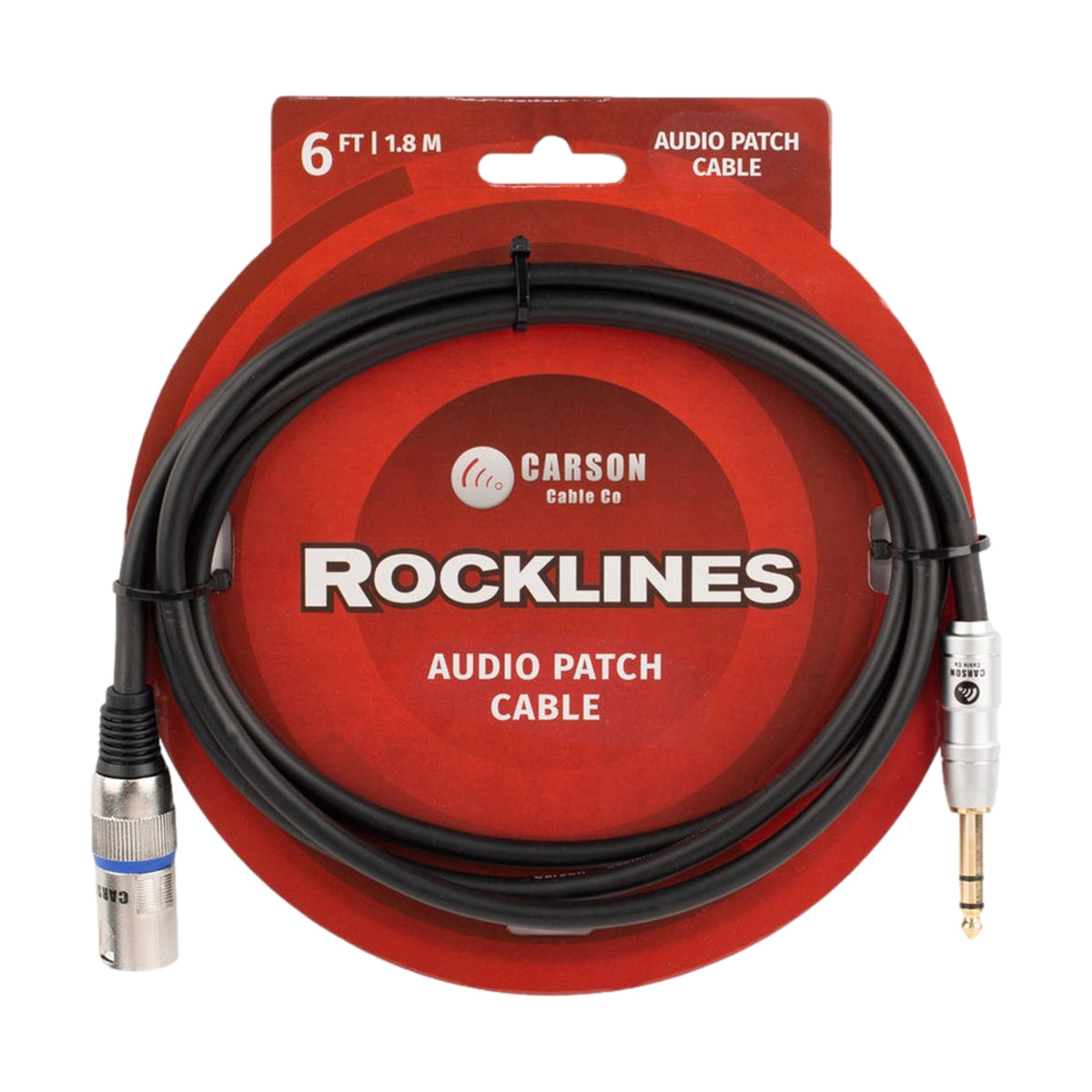 Carson Rocklines 6ft XLR Male to 6.5mm TRS Cable