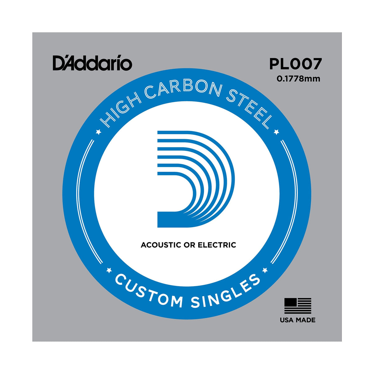 D'Addario 0.007 Single Electric or Acoustic Guitar String