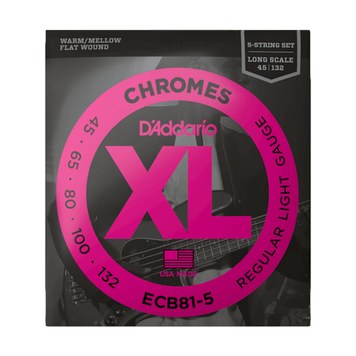 D'Addario 45-132 Regular Light 5-String Long Scale Bass Strings