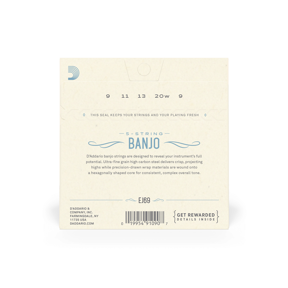 D&#39;Addario Banjo Strings 09-20 Regular Light Set