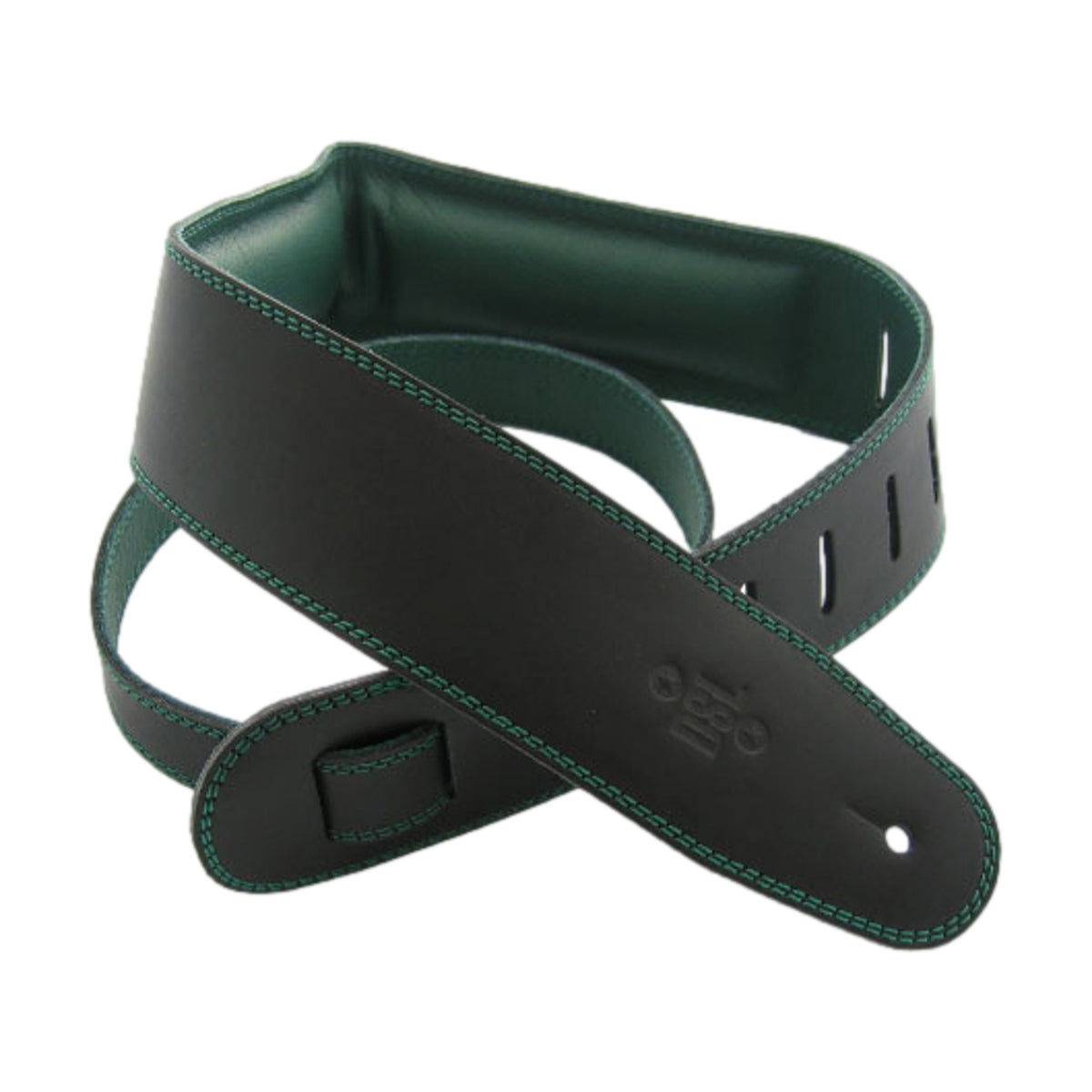 DSL 2.5 Inch Padded Garment Guitar Strap Black and Green