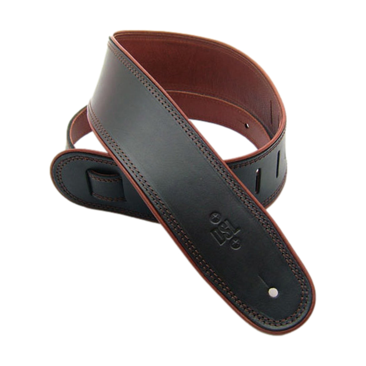 DSL Guitar Strap 2.5 Inch Rolled Edge Black-Brown