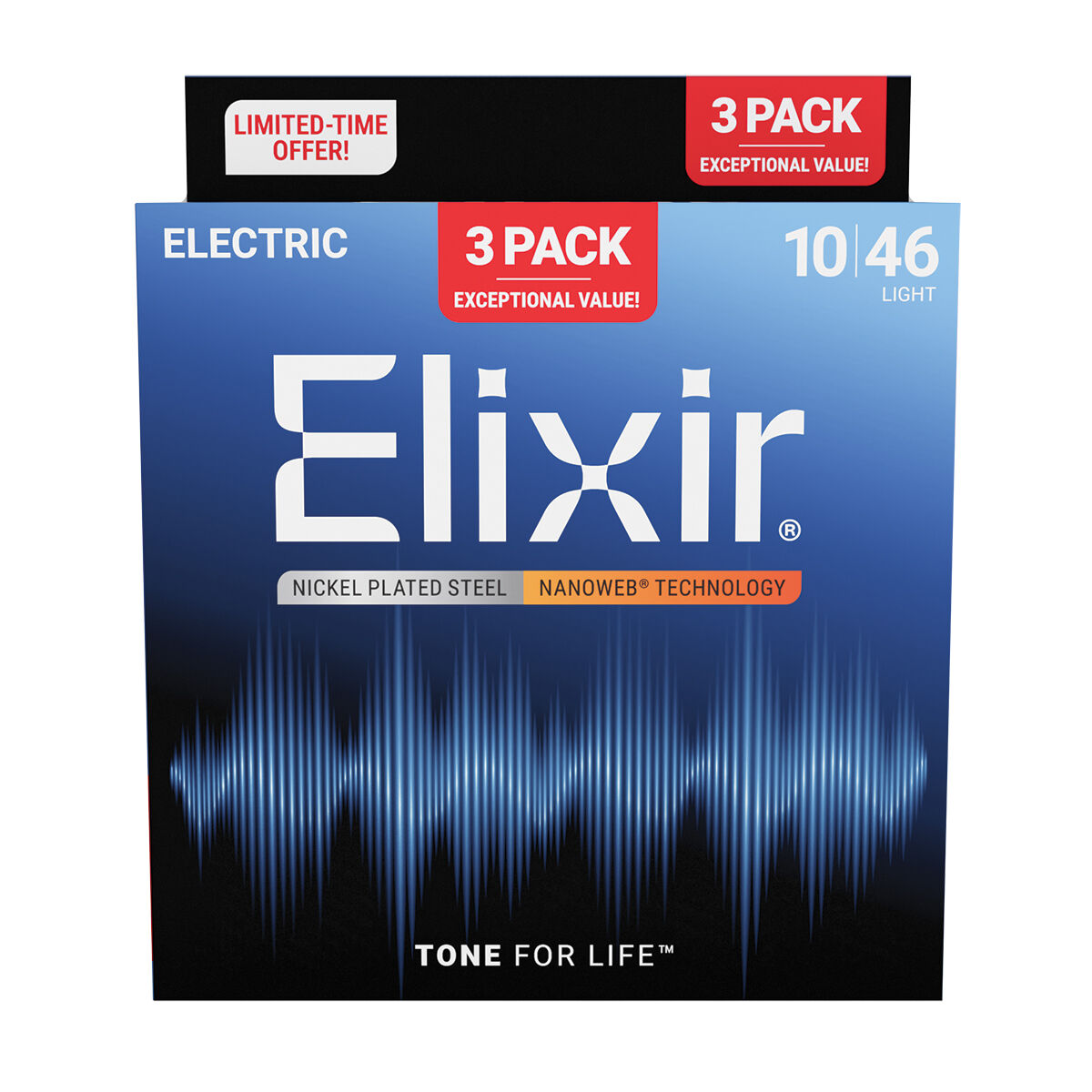 Elixir 16567 Nanoweb Electric 10-46 3 Pack Light 16542