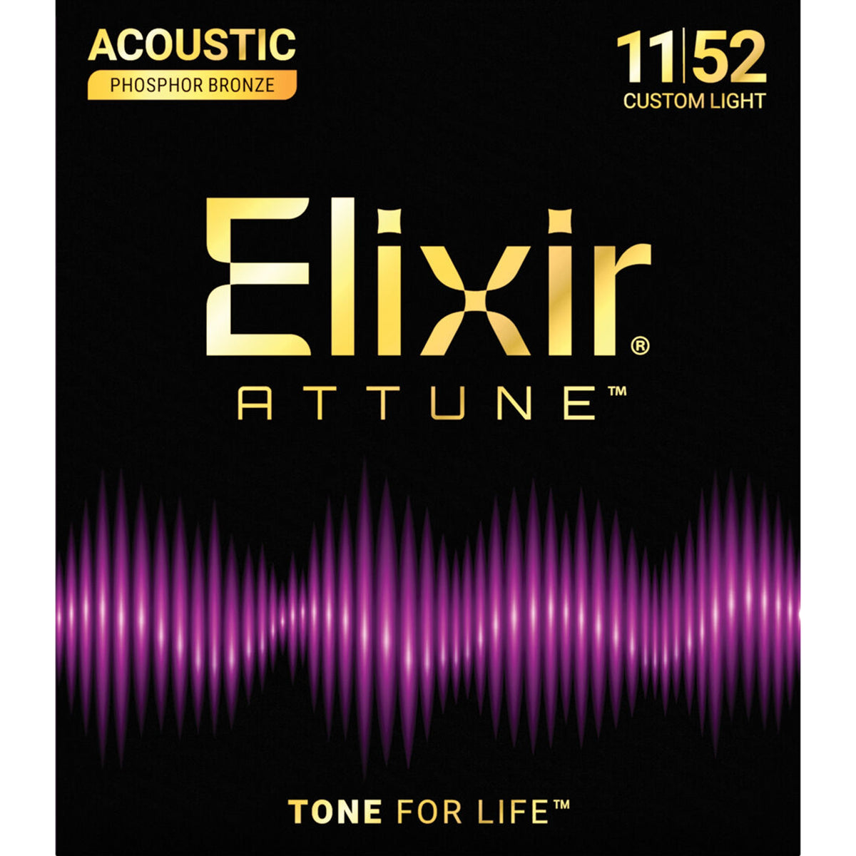 Elixir Attune Phosphor Bronze Custom Guitar Strings Light 11-52