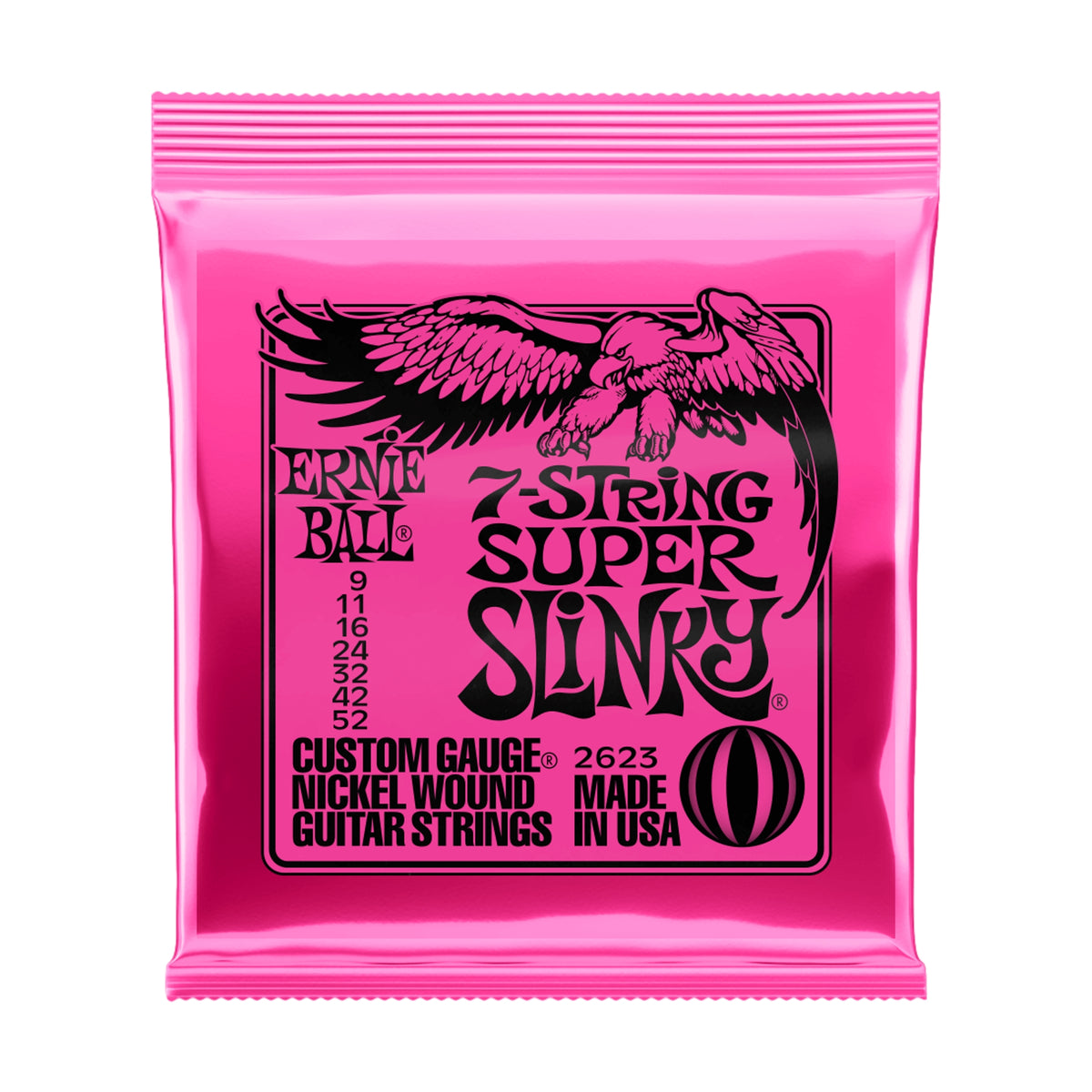 Ernie Ball Super Slinky 7-String Nickel Wound Electric Guitar Strings 9-52