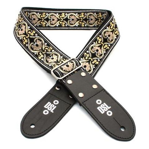 DSL 2 inch Guitar Strap Jacquard Webbing Gold and Silver