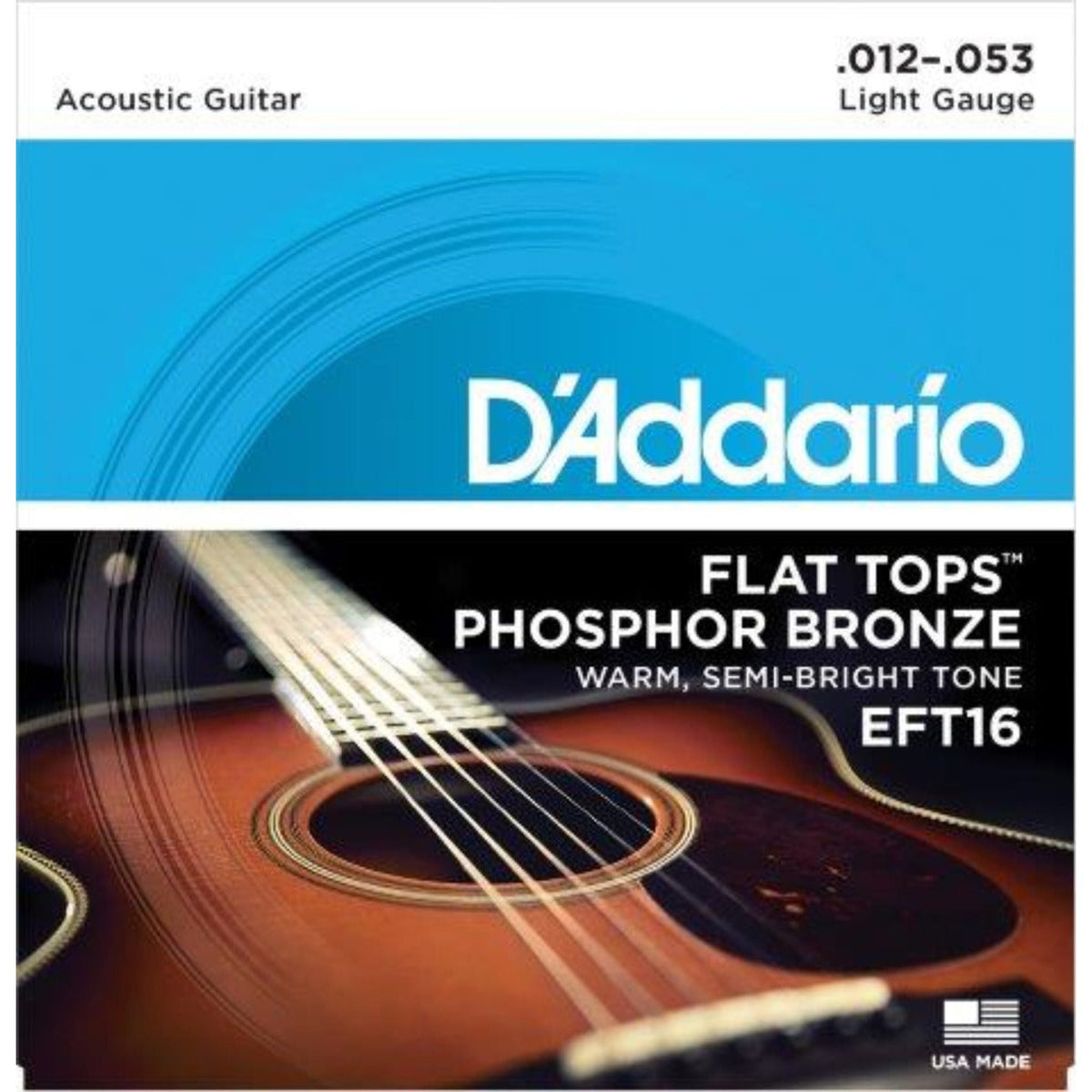 D&#39;Addario EFT16 Acoustic Guitar String Set 12/53 PH/BR F/W LT