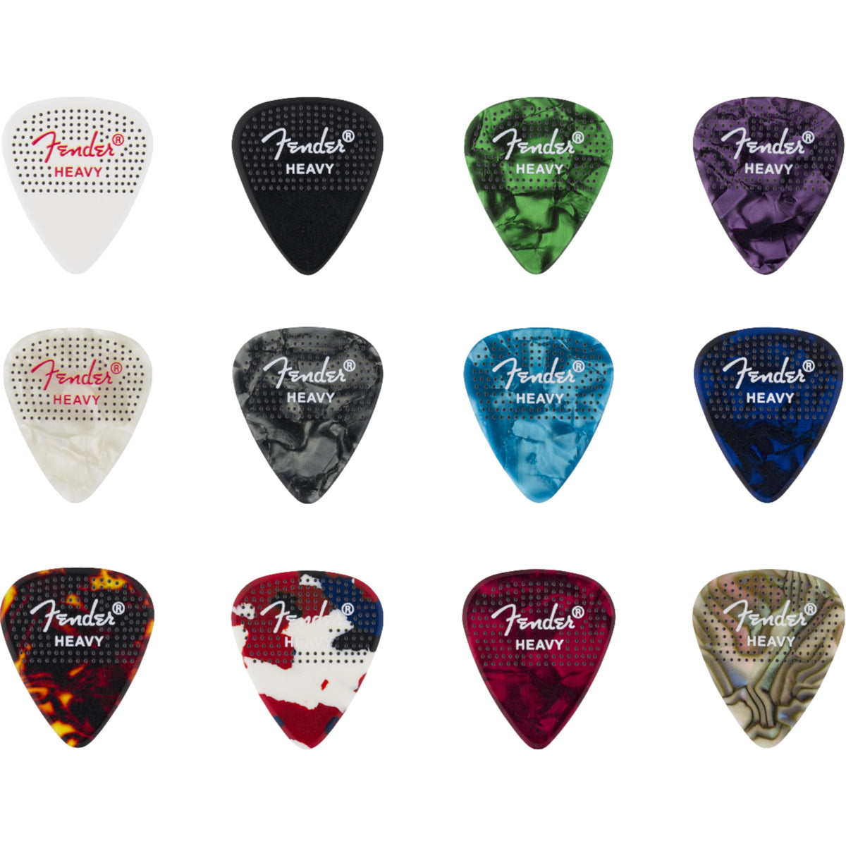 Fender 351 Dotted Celluloid Picks 12 Pack Heavy