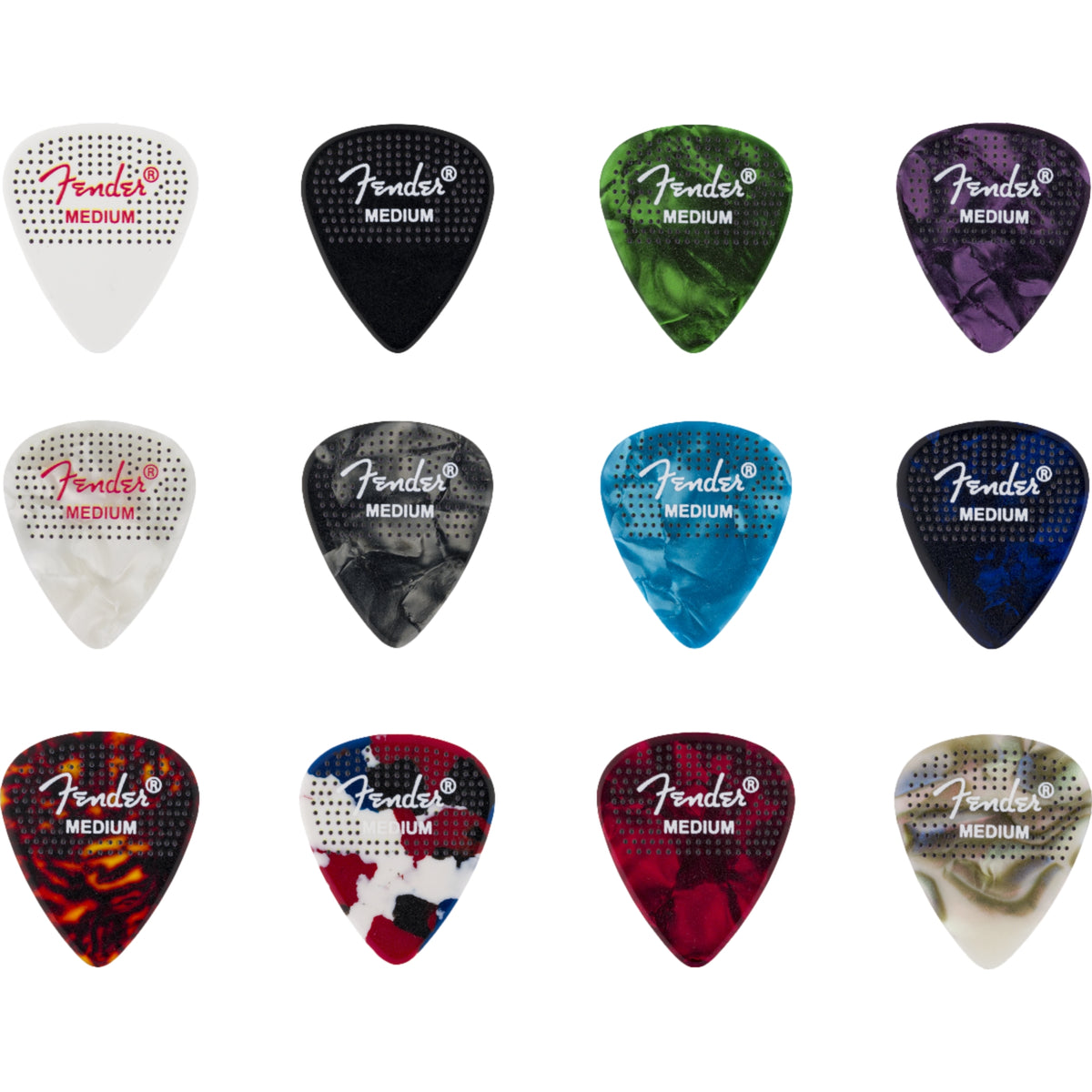 Fender 351 Dotted Celluloid Picks 12 Pack Medium
