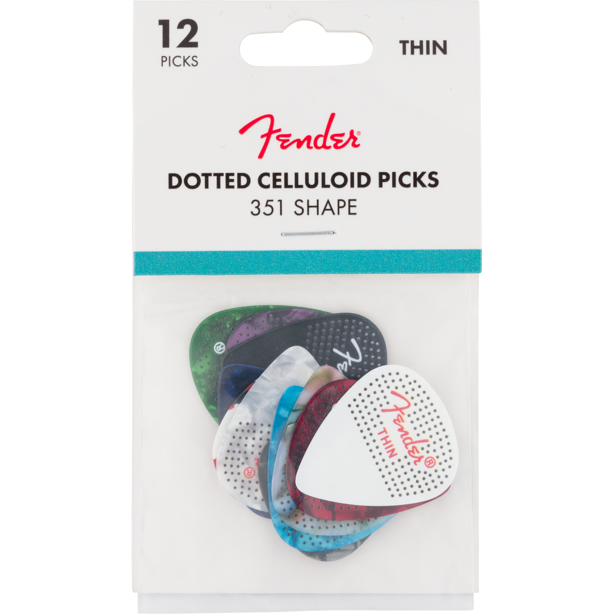 Fender 351 Dotted Celluloid Picks 12 Pack Thin