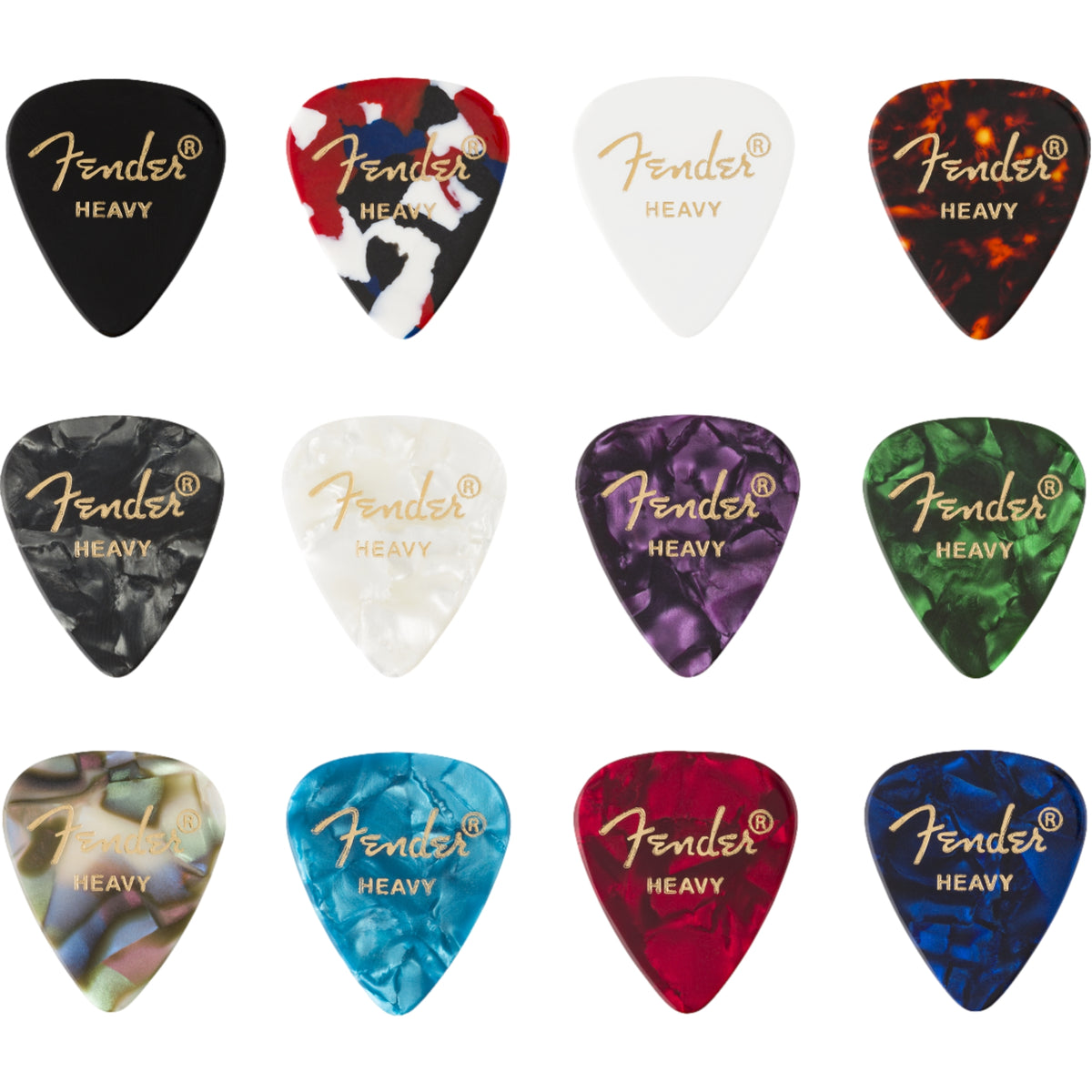 Fender 351 Shape Celluloid Medley Heavy Guitar Picks 12 Pack
