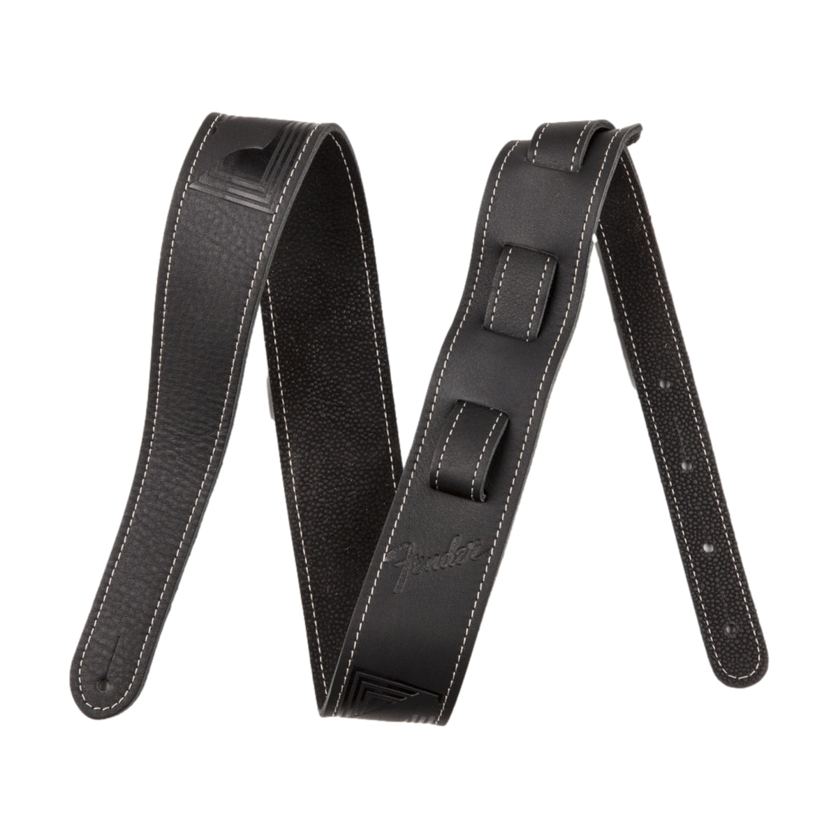 Fender Monogrammed Leather Guitar Strap Black 2