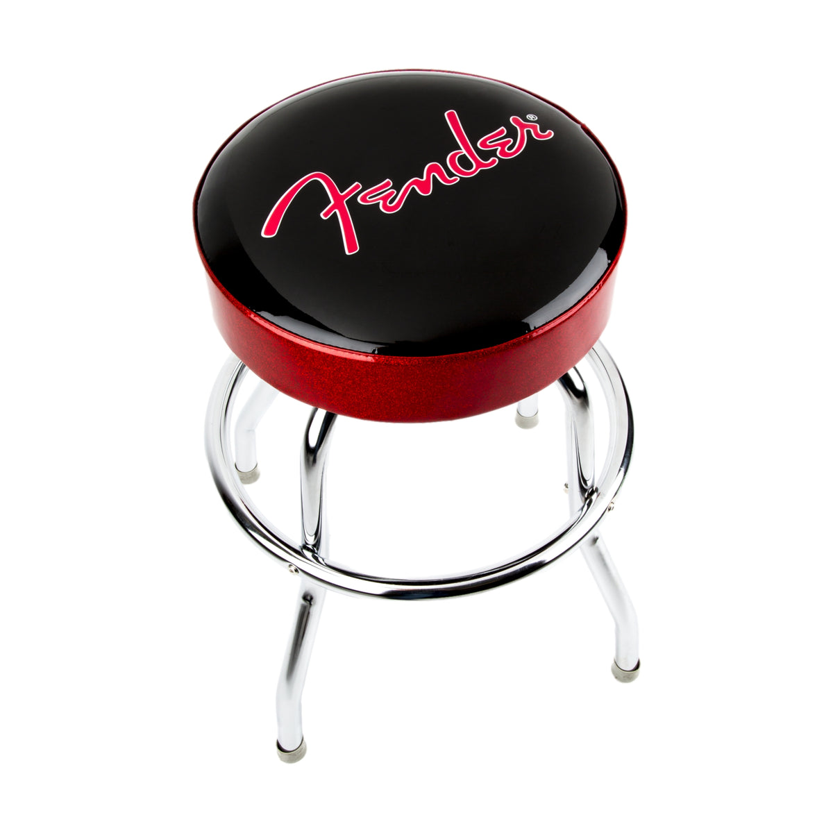 Fender Red Sparkle Logo Barstool Black Red Sparkle 24