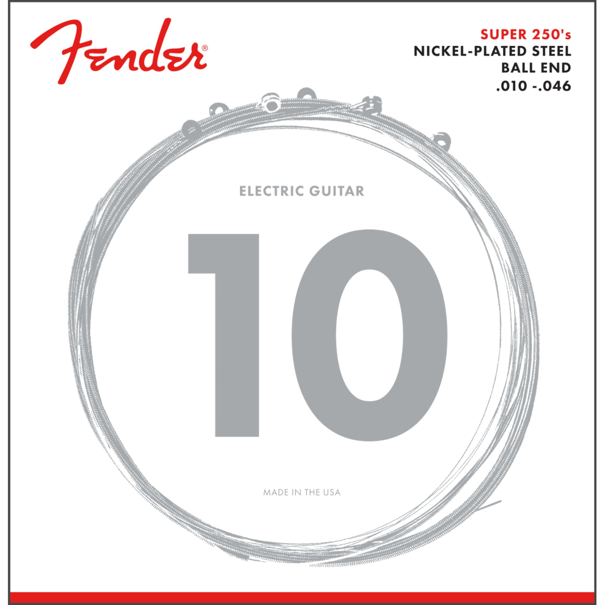 Fender Super 250 Guitar Strings Nickel Plated Steel Ball End 250R Gauges 10-46