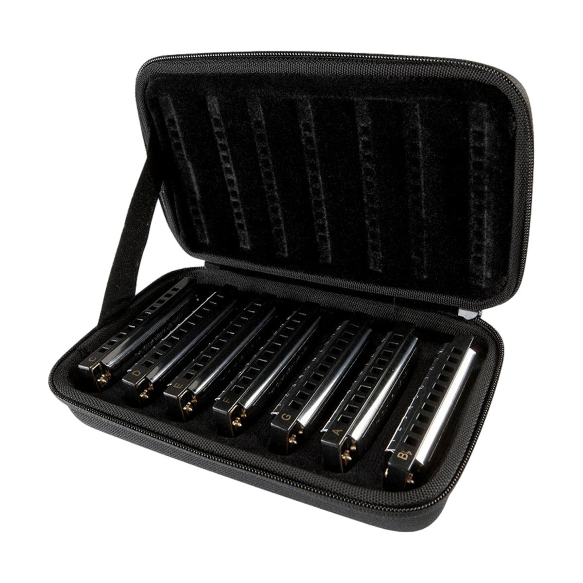 Hohner 7-Pce Blues Band Harmonica Set Keys A Bb C D E F G with Case