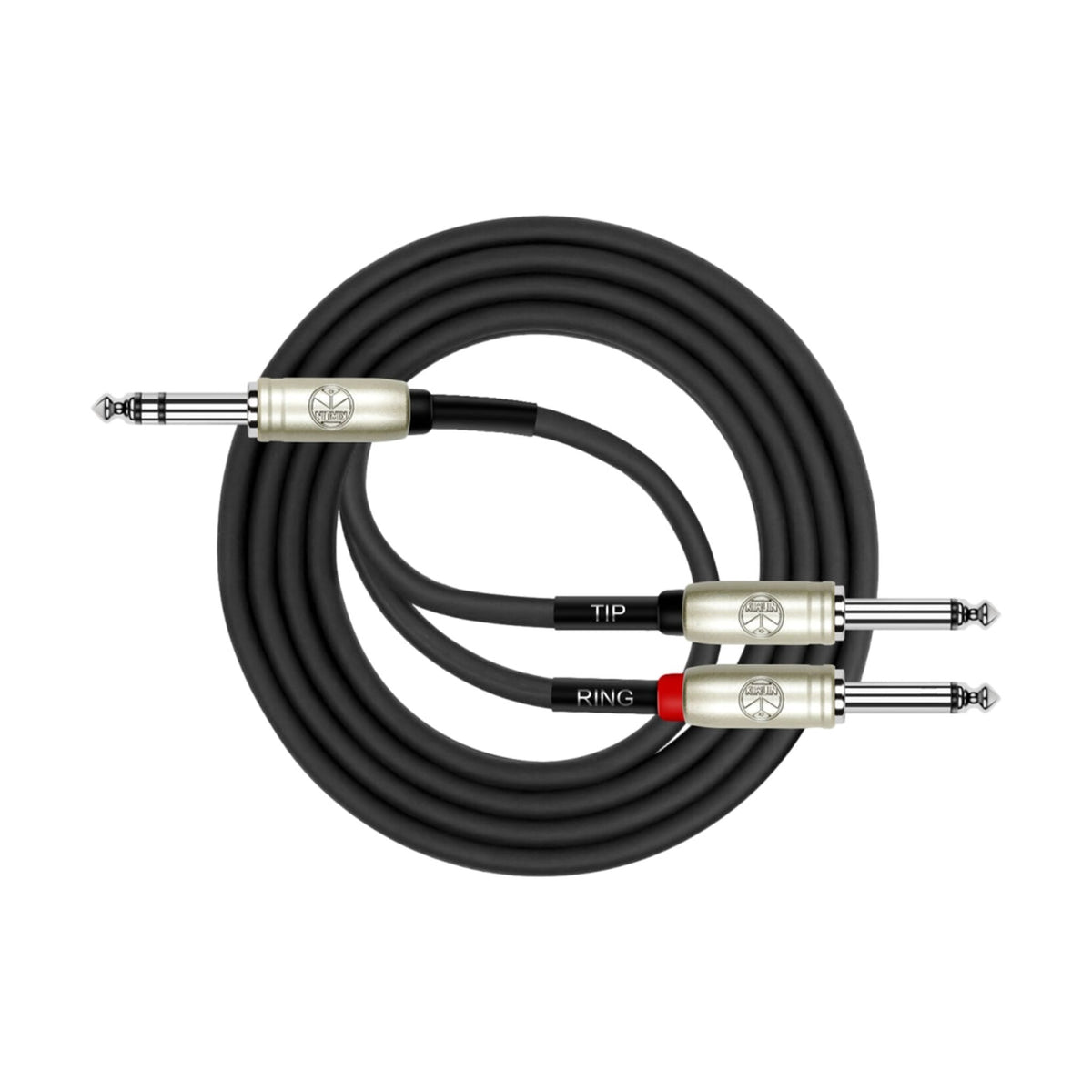 Kirlin 1/4in TRS-2x Mono 1/4in TS Cable