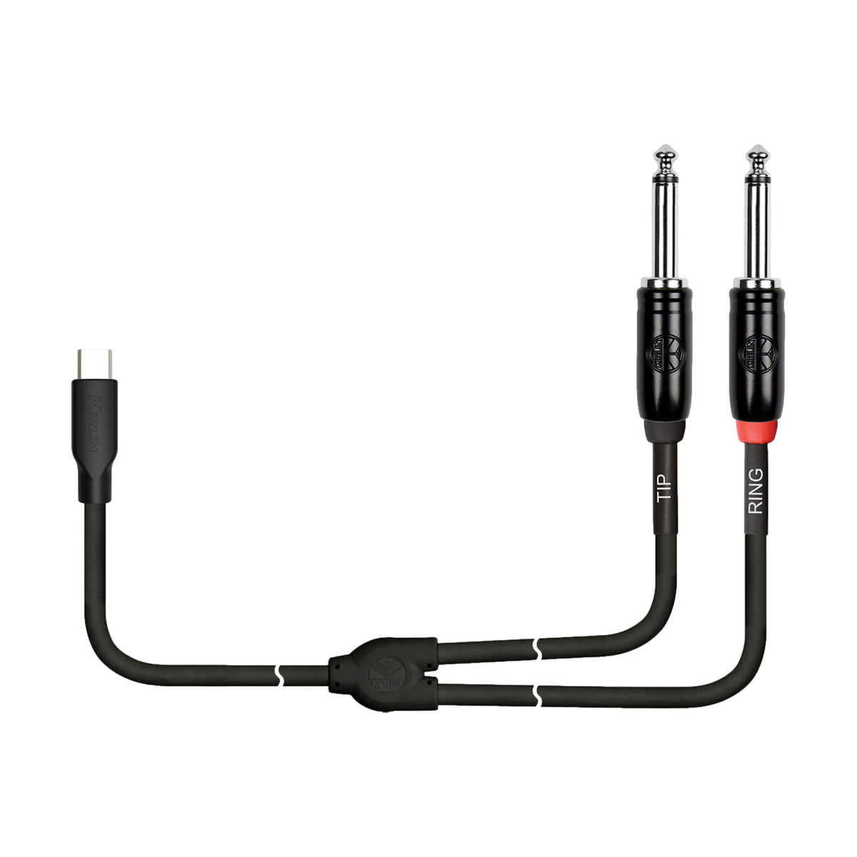 Kirlin 6ft USB C to 2x 1/4 Inch Mono Tip Ring # UYC-392B-BK-6