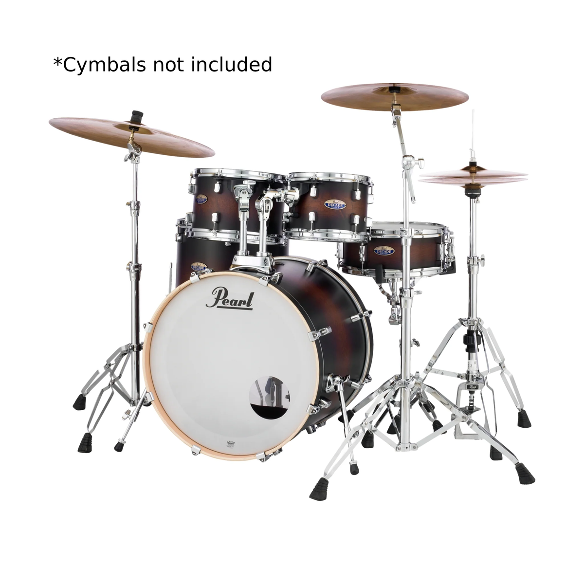 Pearl Decade Maple 22 Inch Fusion Plus 5pc Drum Kit with Hardware Satin Brown Burst