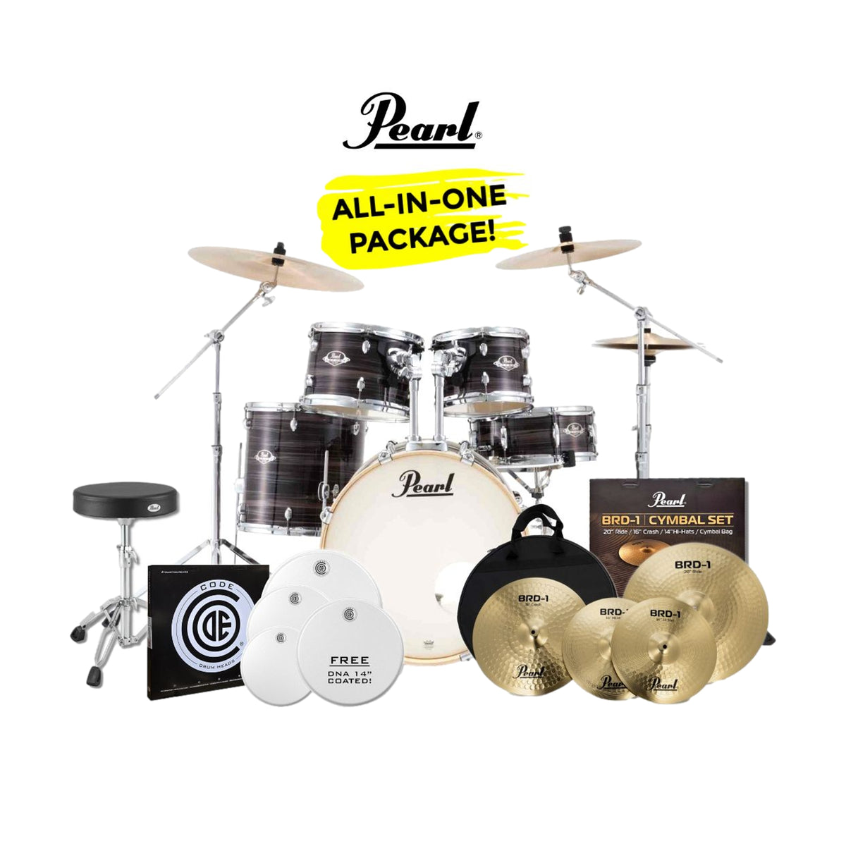 Pearl Export Plus EXX 22 Inch Promo Drum Kit Package Metallic Amethyst Twist + Free matching Export 8" Tom
