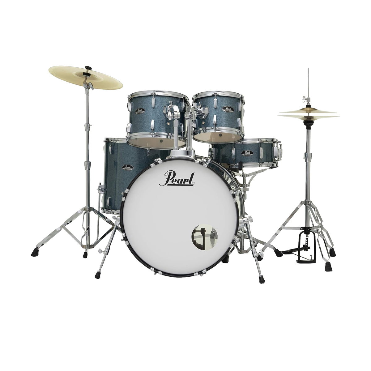 Pearl Roadshow 22 Inch 5 Piece Fusion Plus Drum Kit with Hardware and Cymbals Aqua Blue Glitter