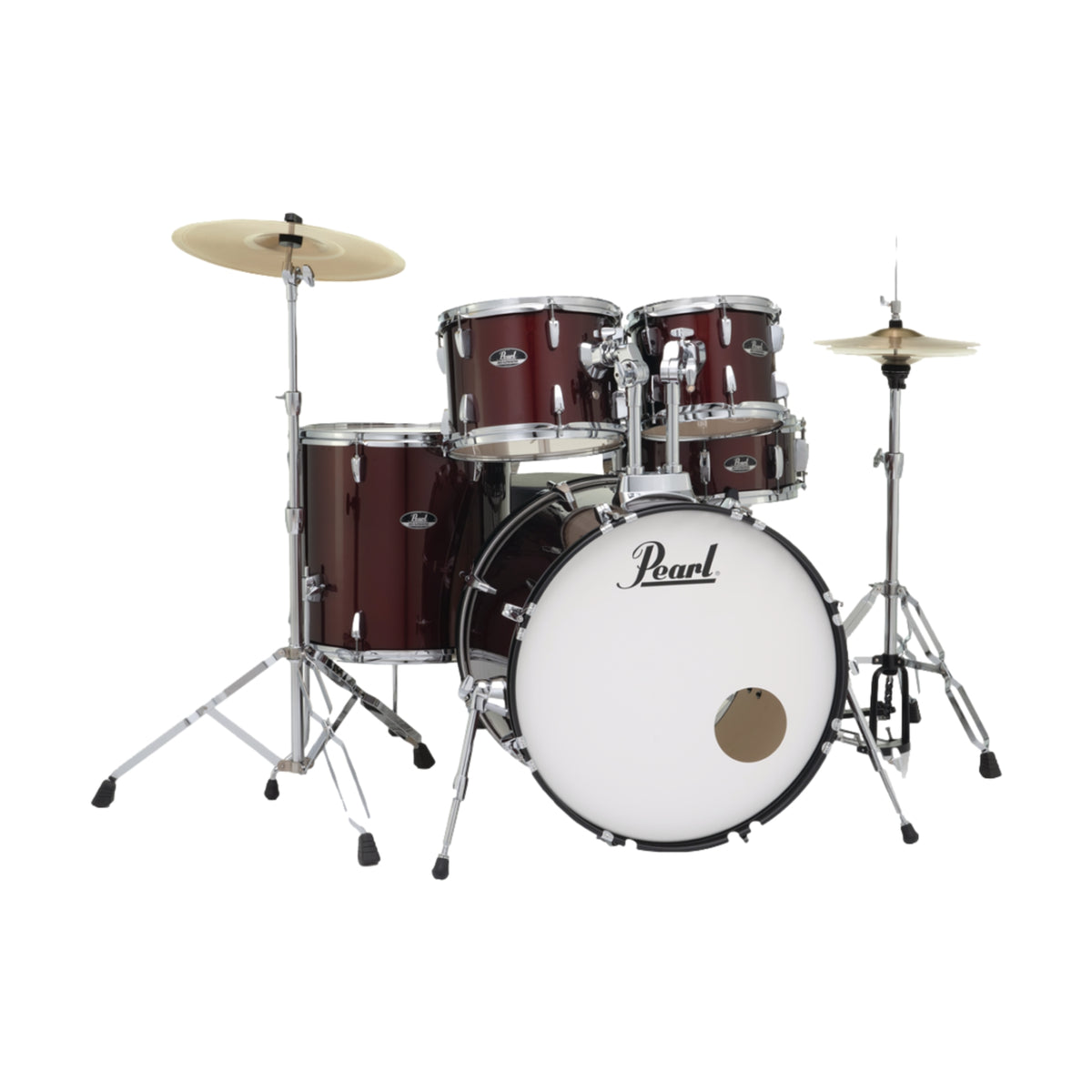 Pearl Roadshow 5 Piece Acoustic Drum Kit 20 Inch with Cymbals Red Wine
