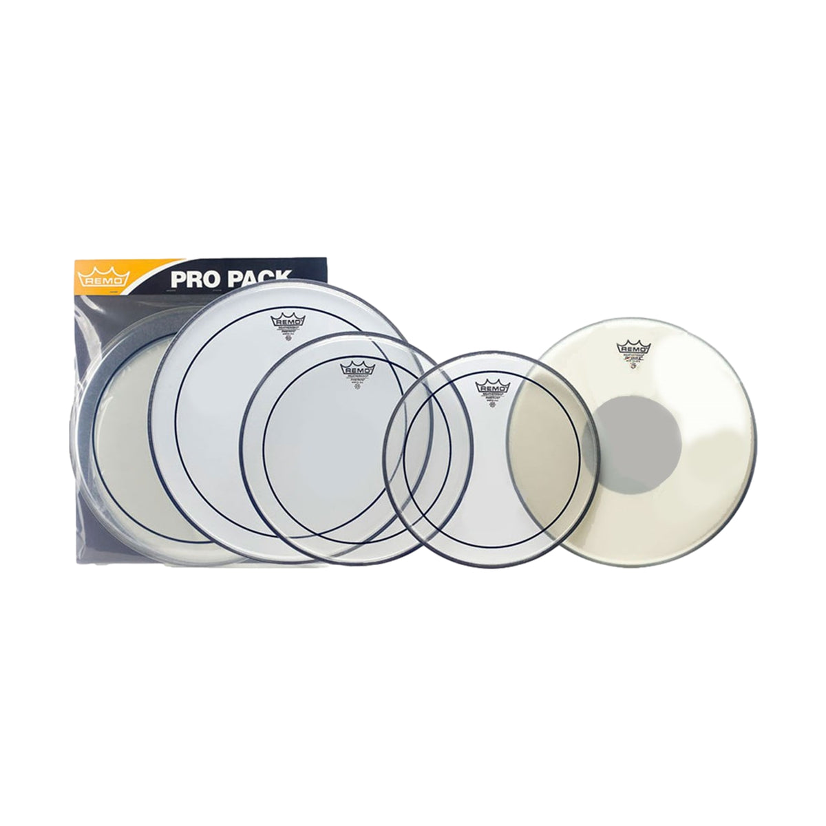 Remo Pinstripe Clear Rock Pro Pack with Free 14 Inch Ambassador Coated