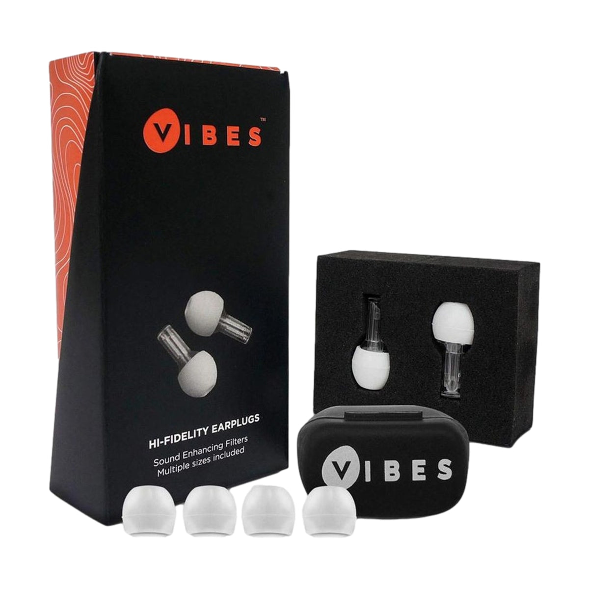 Vibes Hi-Fidelity Earplugs with Tips and Case