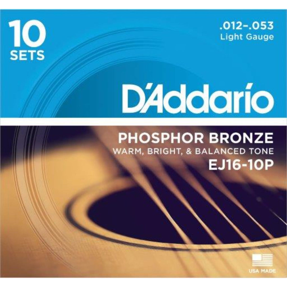 D&#39;Addario&#39;s most popular acoustic set, EJ16 delivers the ideal balance of volume, projection and comfortable playability. Buy 10 sets and save!