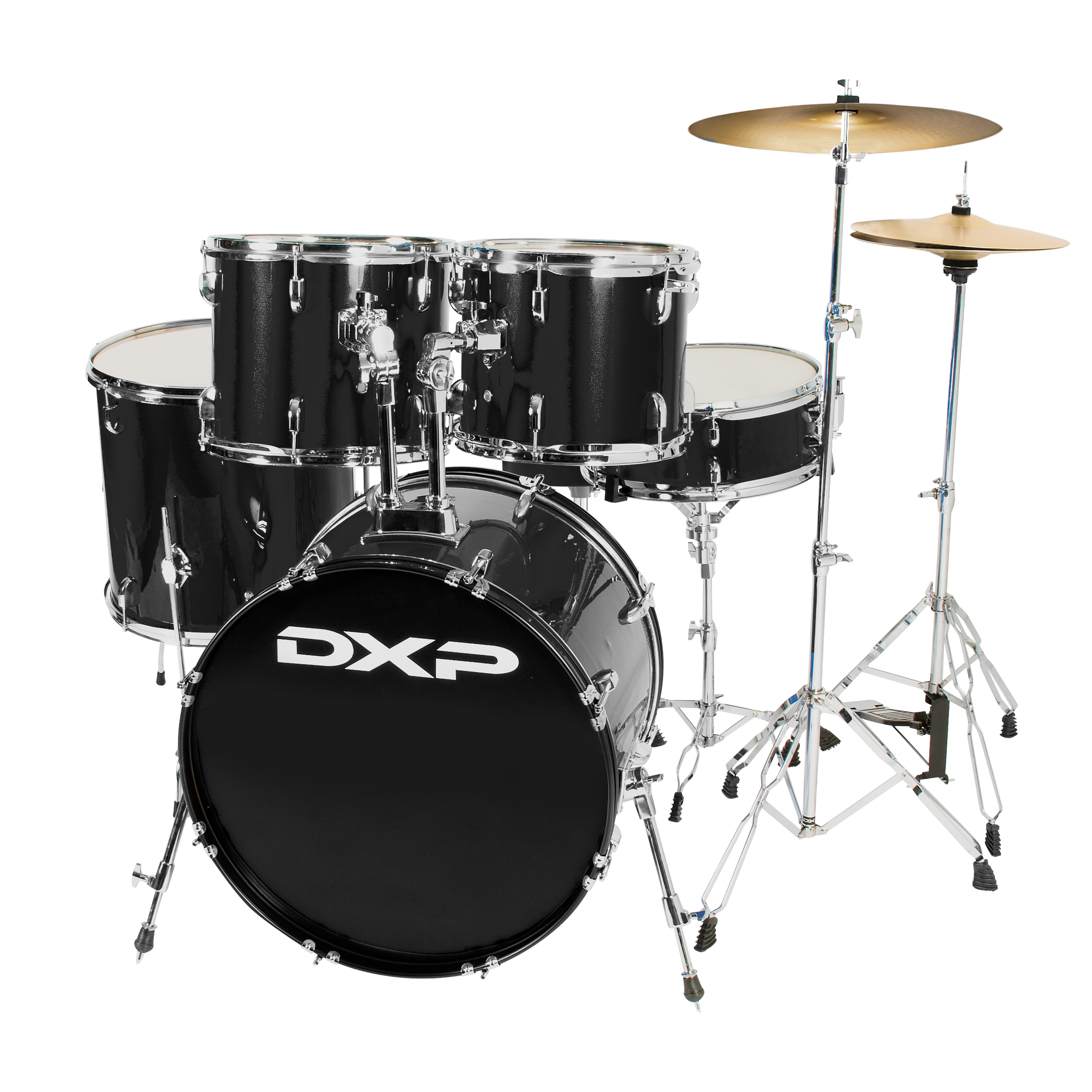 The DXP 5 piece Drum Kit is a great and highly affordable option for the starting drummer.It comes with hardware, cymbals and a drum stool.