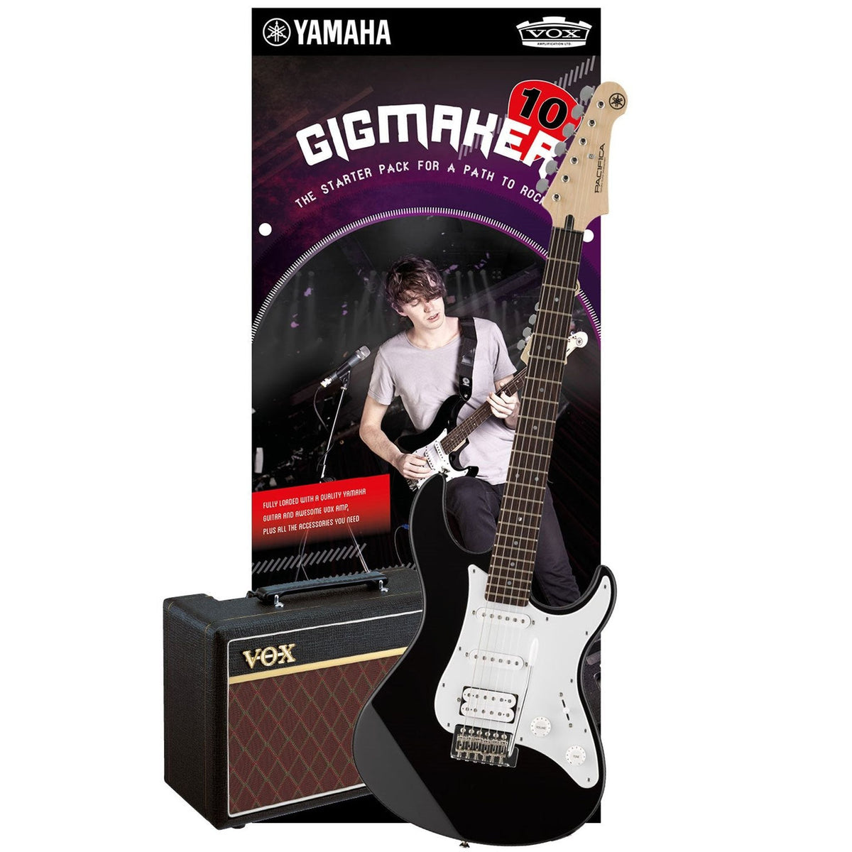 The Yamaha PAC012 Gigmaker Electric Guitar Pack is an amazing starter pack. Loaded with all the accessories you need to start playing your instrument.